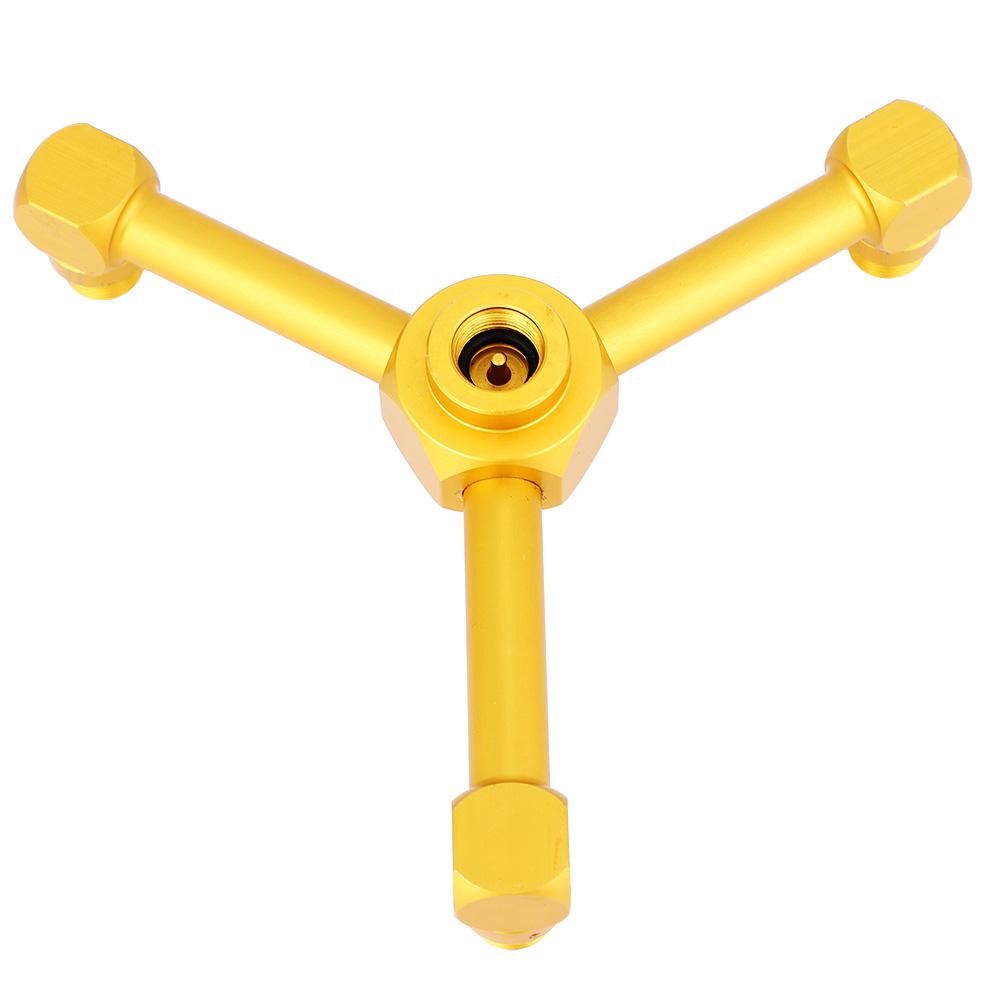 3 in 1 Aluminum Alloy Gas Lantern Splitter Outdoor Camping Stove Gas Cylinder Adapter (Gold)