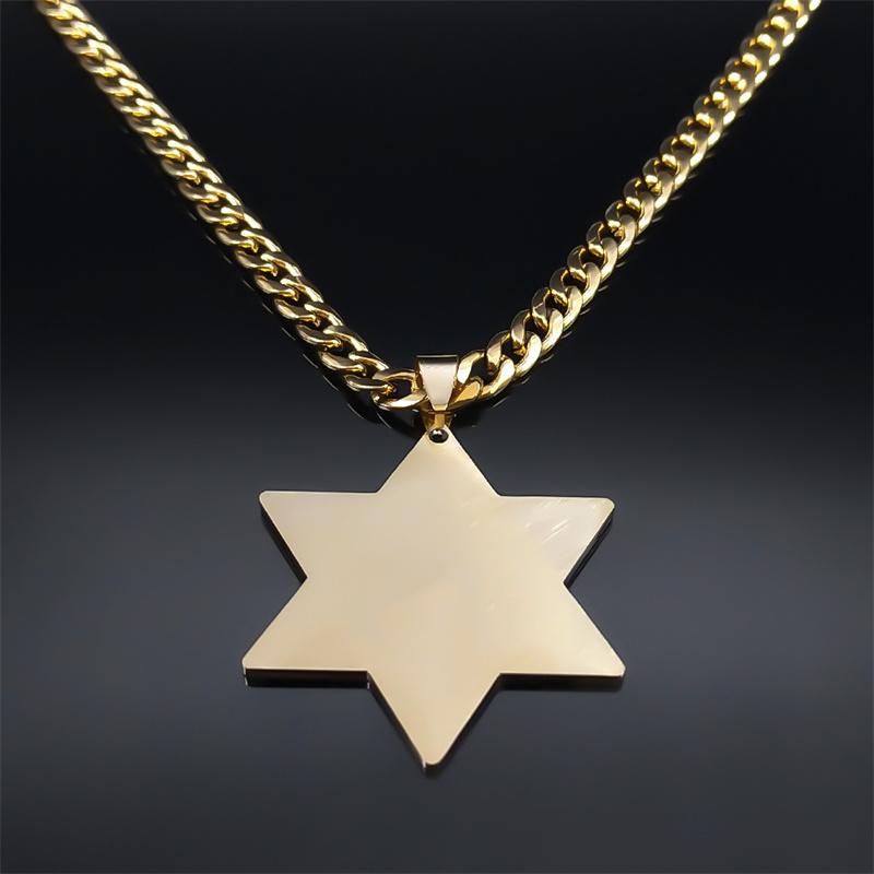 Židovský náhrdelník z nehrdzavejúcej ocele pre mužov a ženy, Izraelská Dávidova hviezda, Magen David, Judaica, Hexagramové náhrdelníky, Hip Hop šperky