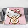 Hello Kitty Flannel Blanket Kawaii Cartoon Custom Throw Blanket for Home Hotel Sofa  150*125cm Quilt