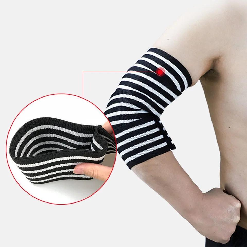 Loogdeel Elastiskt Armbågsskydd Kompressionsstöd för Tyngdlyftning Powerlifting Bodybuilding Armstöd Rem