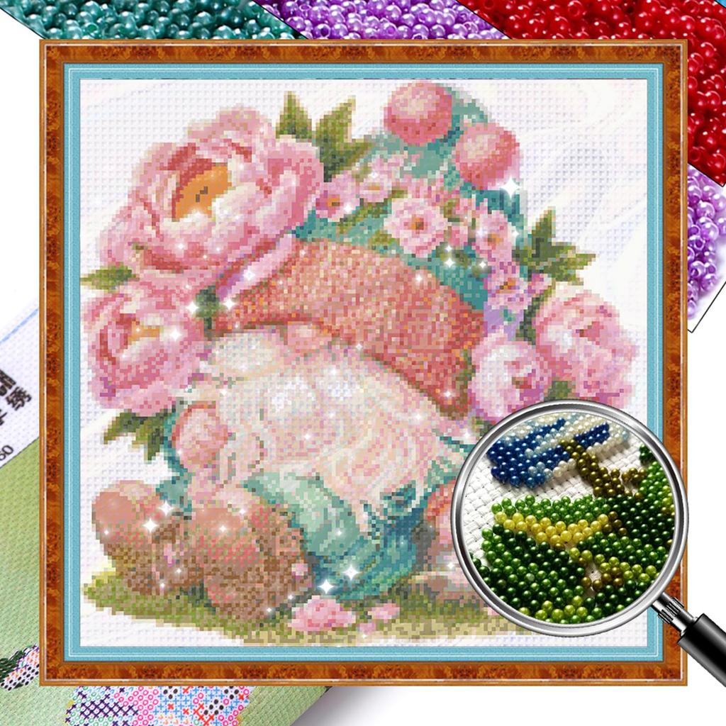 Gnome Design DIY Bead Embroidery Kit 9CT Cross Stitch Kit for Home Decor