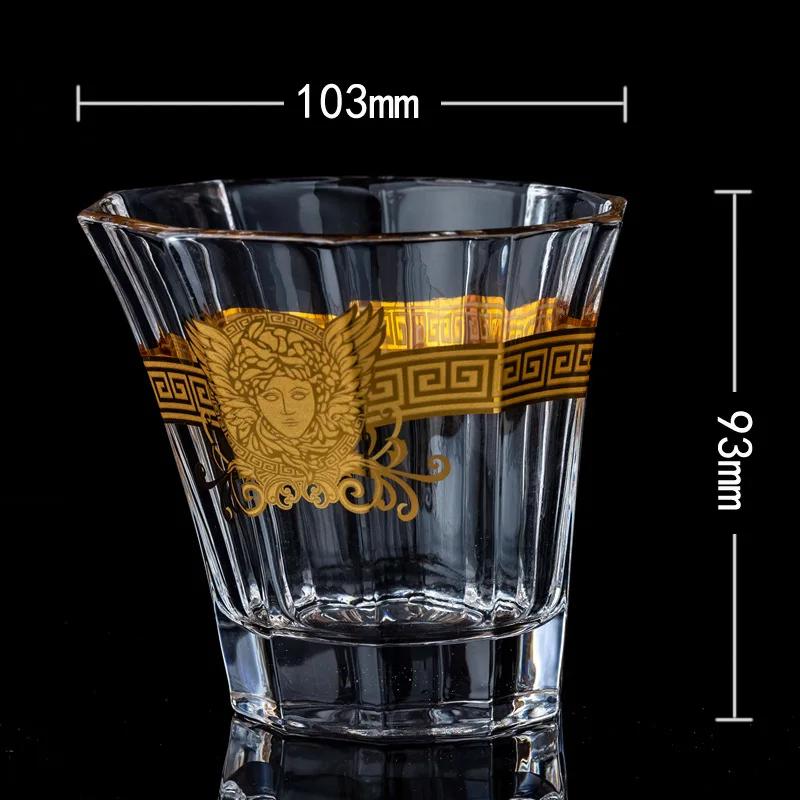 

Glass whisky glass Medusa painted gold head wine glass foreign wine glass multi-function beer glass water glass M
