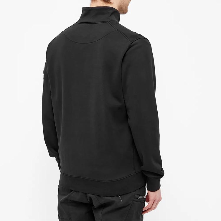 Stone Island Stand Collar Half Zip Long Sleeve Hoodie Men hoodies Black 741561951-V0029