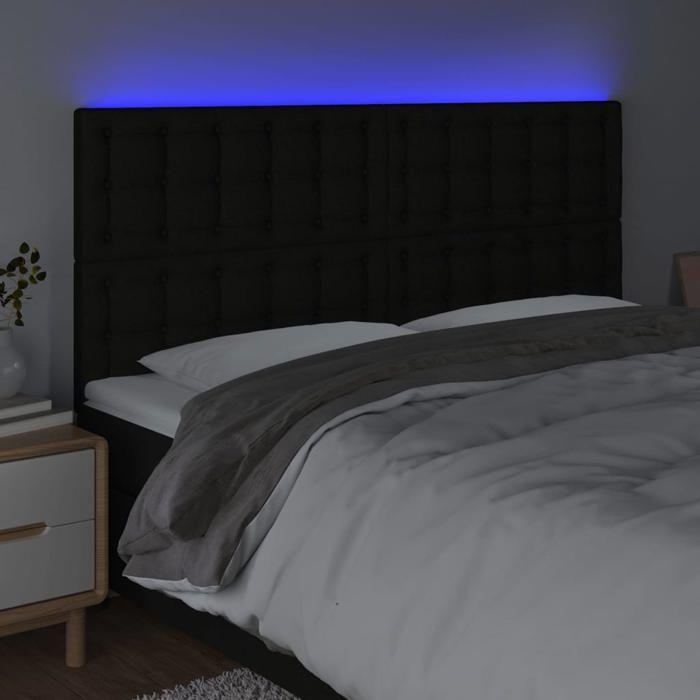 VidaXL Tête de Lit à LED Meuble de Chambre à Coucher Accessoire de Lit Double Tête de Cadre de Lit Intérieur Noir 3122874