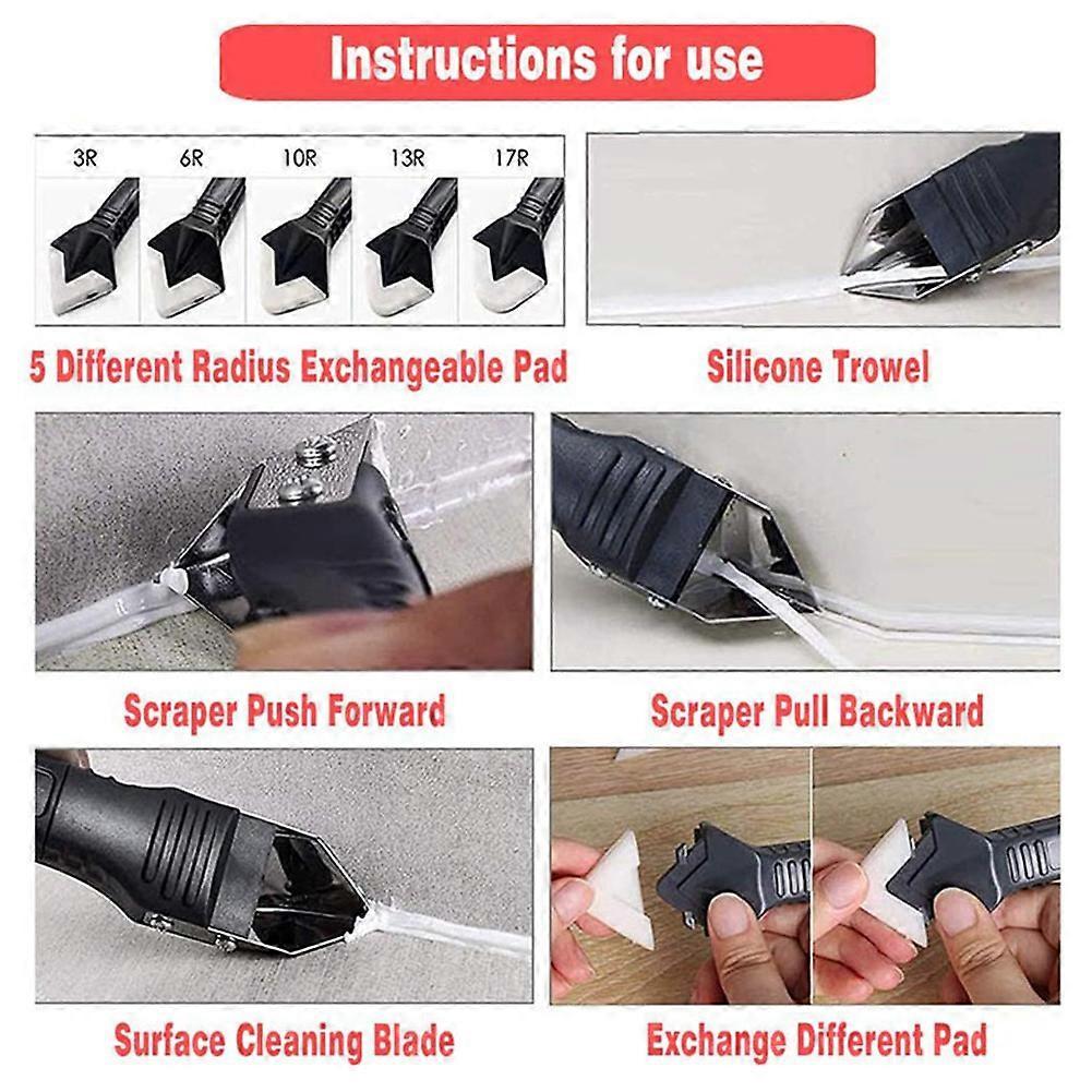 Caulk Remover Scraper, Silicone Caulking Tool, 3 in 1 Grout Remover Tool, Sealant Finishing Tool Grout Removal Scraper Kit