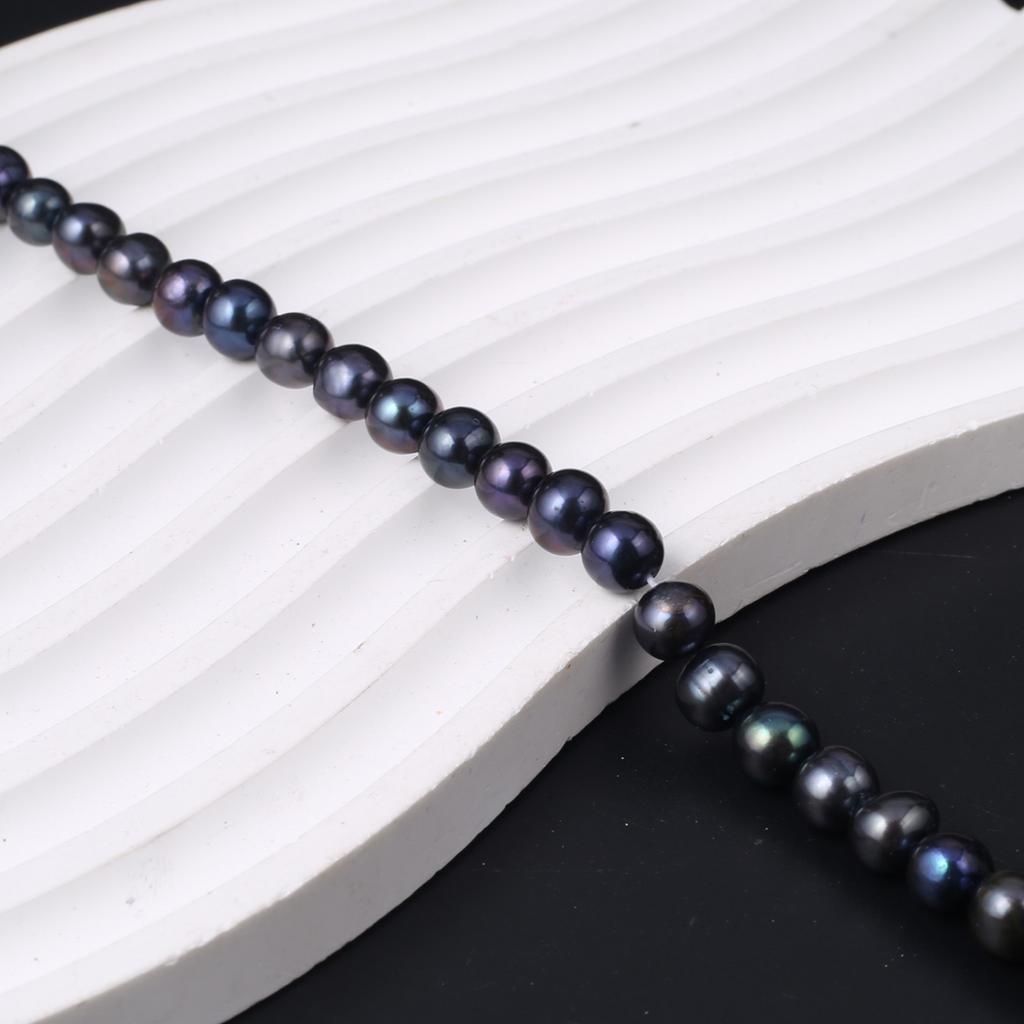 1String, Black Natural Freshwater Pearls, Handmade Near Pearl Beads, 7-8 Mm, for DIY Necklace Accessories, Jewelry Making, Women Gift, 36 Cm
