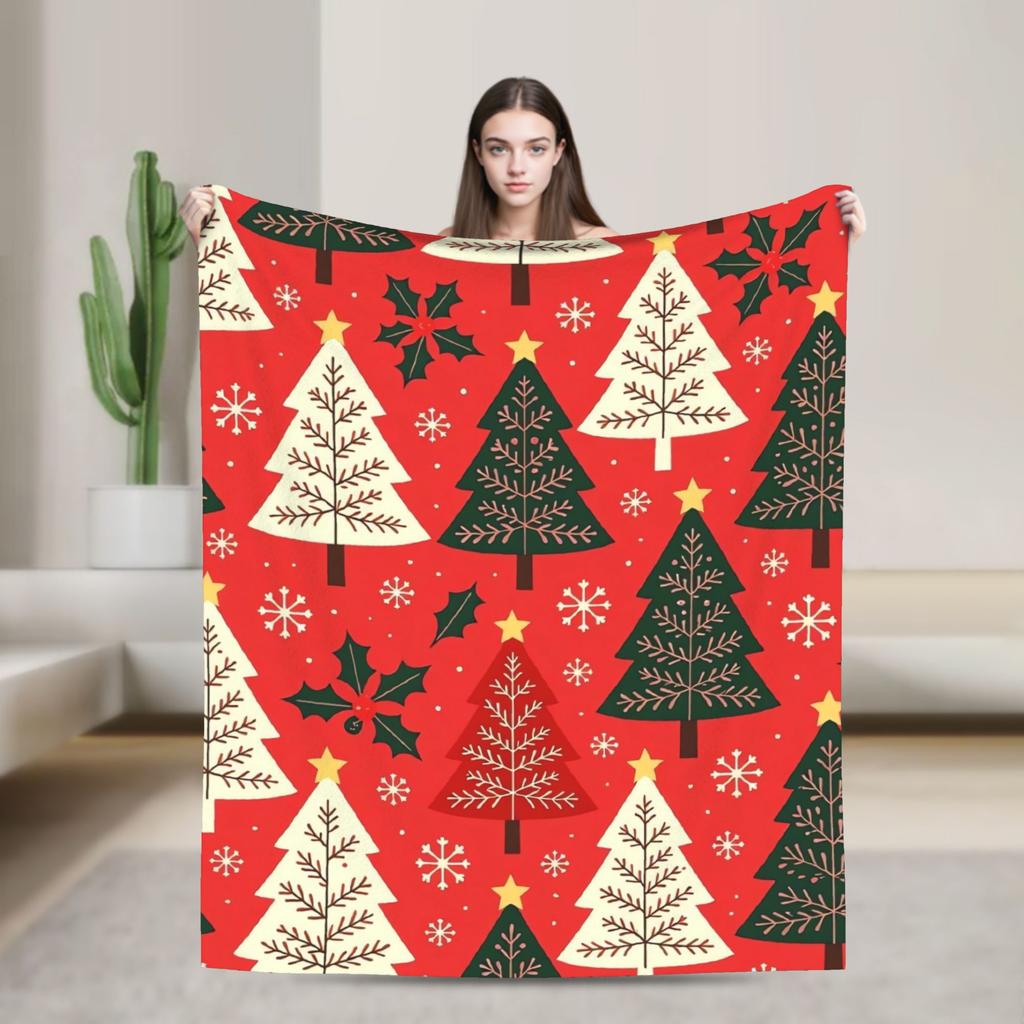 Plaid & Holiday Christmas  Flannel Blanket Autumn  Super Warm Bedding Throws for Kids Adult Bedroom Bedspread Sofa Bed Cover