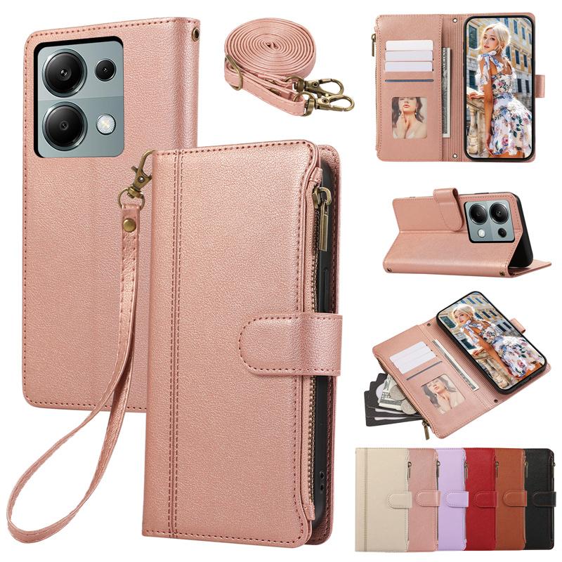 

Кошелек с ремешком через запястье и держателем для карт, чехол для телефона Redmi Note 14, 13, 12, 12T, 13T Pro Plus, 13C Lite, кожаный чехол Xiaomi 13 Pro