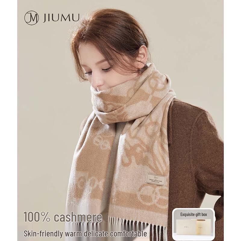 JIUMU Women s Pure Cashmere Jacquard Scarf One Size