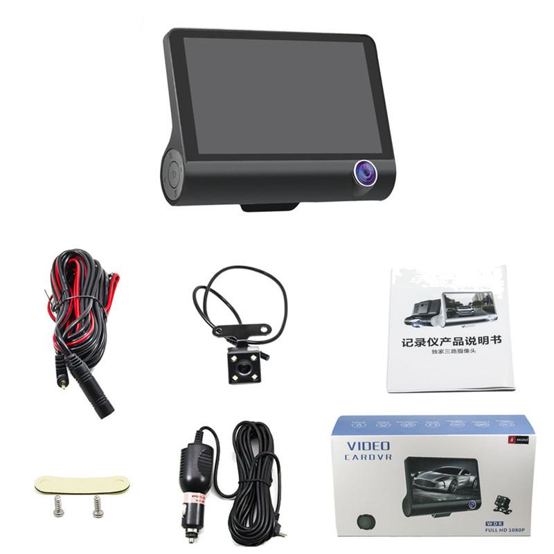 Car Black Box 4.0 Inch IPS Screen 3 Lens Dual Lens Car Video Recorder DVR Car Camera Dash Cam with Rearview Camera