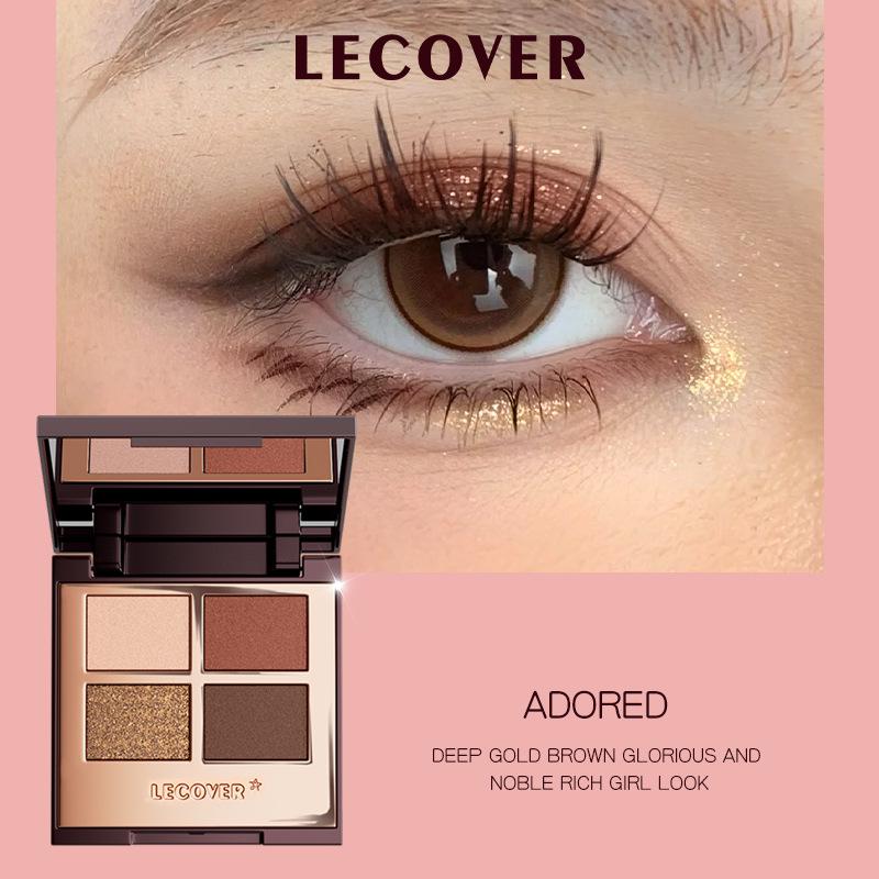 LECOVER Four-Color Eyeshadow Palette: Matte, Pearl, Fine Shimmer & Super Flash Highlights for European and American Styles