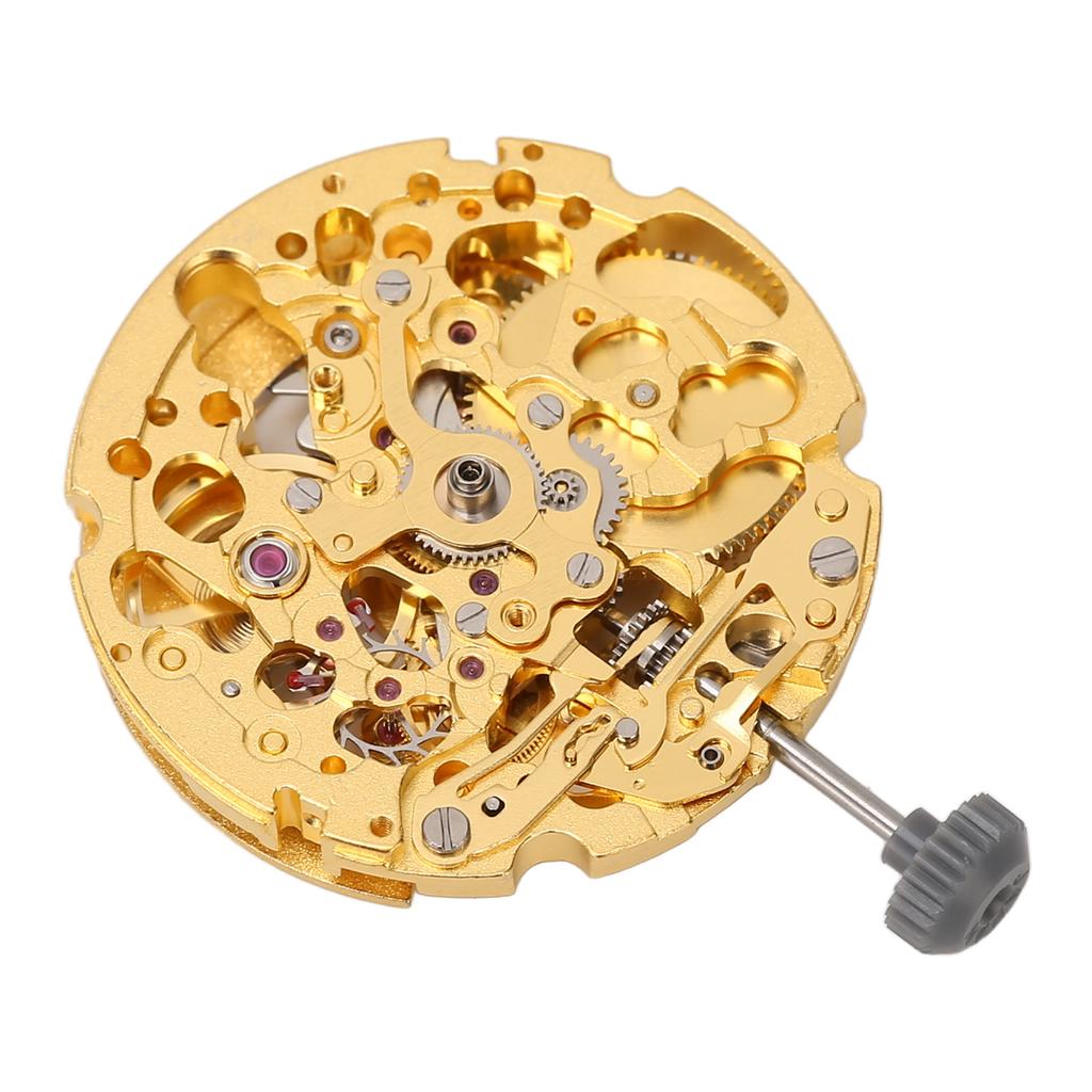 8N24 Watch Movement Golden Alloy Automatic Hollow Out Watch Replacement Movement Part