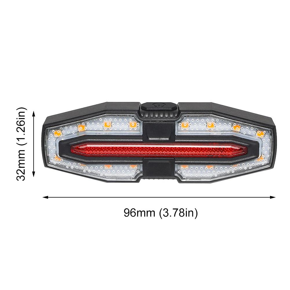 Bike Tail Light with Turn Signals Warning Cycling Light Wireless Remote Control 5 Light Modes for Night Riding Bike Rear Light