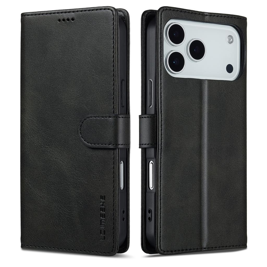 LC.IMEEKE For iPhone 17 Pro Case Calf Texture PU Leather Stand Wallet Phone Cover
