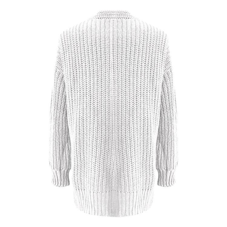Cardigans Femininos - Cardigan de Tricô Grosso com Abertura Frontal Suéter Feminino de Caimento Solto Manga Longa Roupa Exterior Casual Outono Inverno Para Camadas