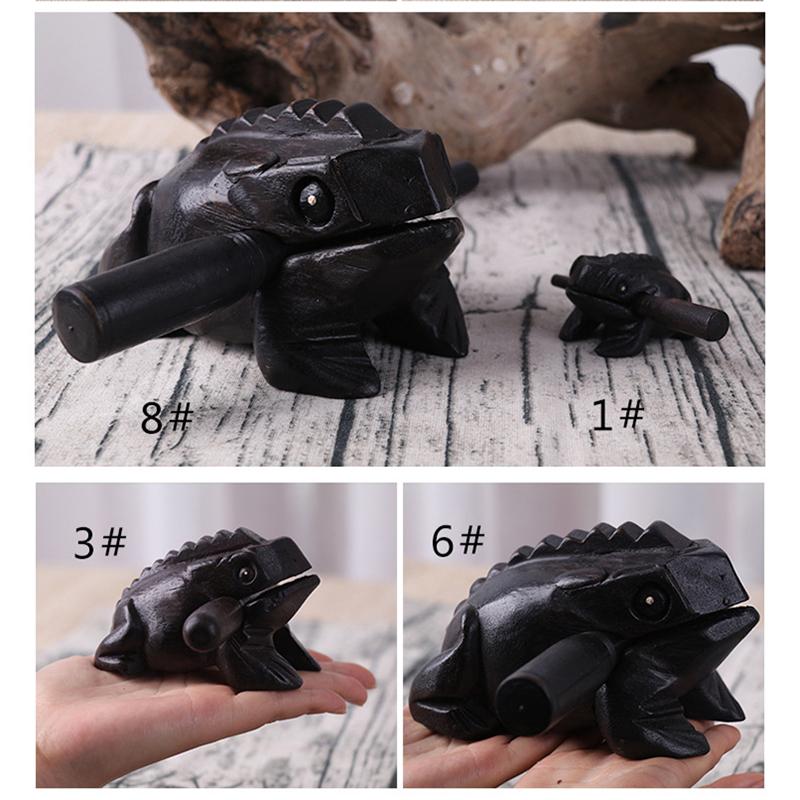 Thailand Hand-carved Black Frog Feng Shui Lucky Crafts Home Office Decor Toad Wooden Ornaments Lucky Frog Musical Instrument