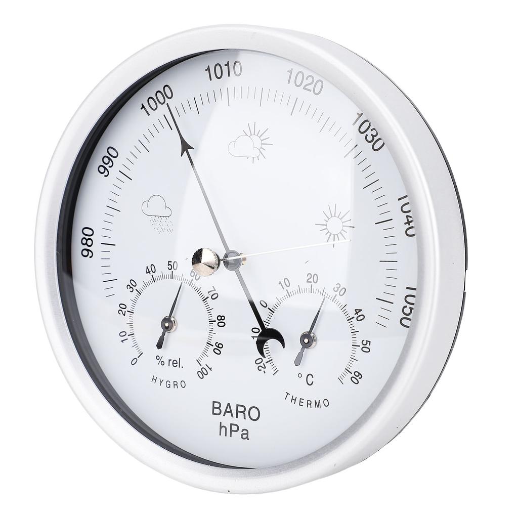 Round Weather Station Aluminum Alloy Mechanical Movement Wall Hanging Thermometer Barometer Hygrometer for Indoor