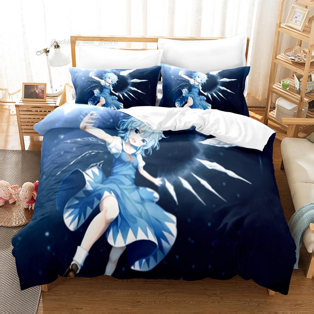 Touhou Project Bedding Set Single Twin Full Queen King Size Bed Set Aldult Kid Bedroom Duvetcover Sets 3D Print Cartoon Kawaii
