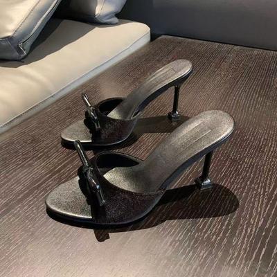 Fashion 2025 Summer New Sandals Women's Fashion Round Head Open Toe Butterfly Knot Anti-slip Wear-resistant High-heeled Slippers