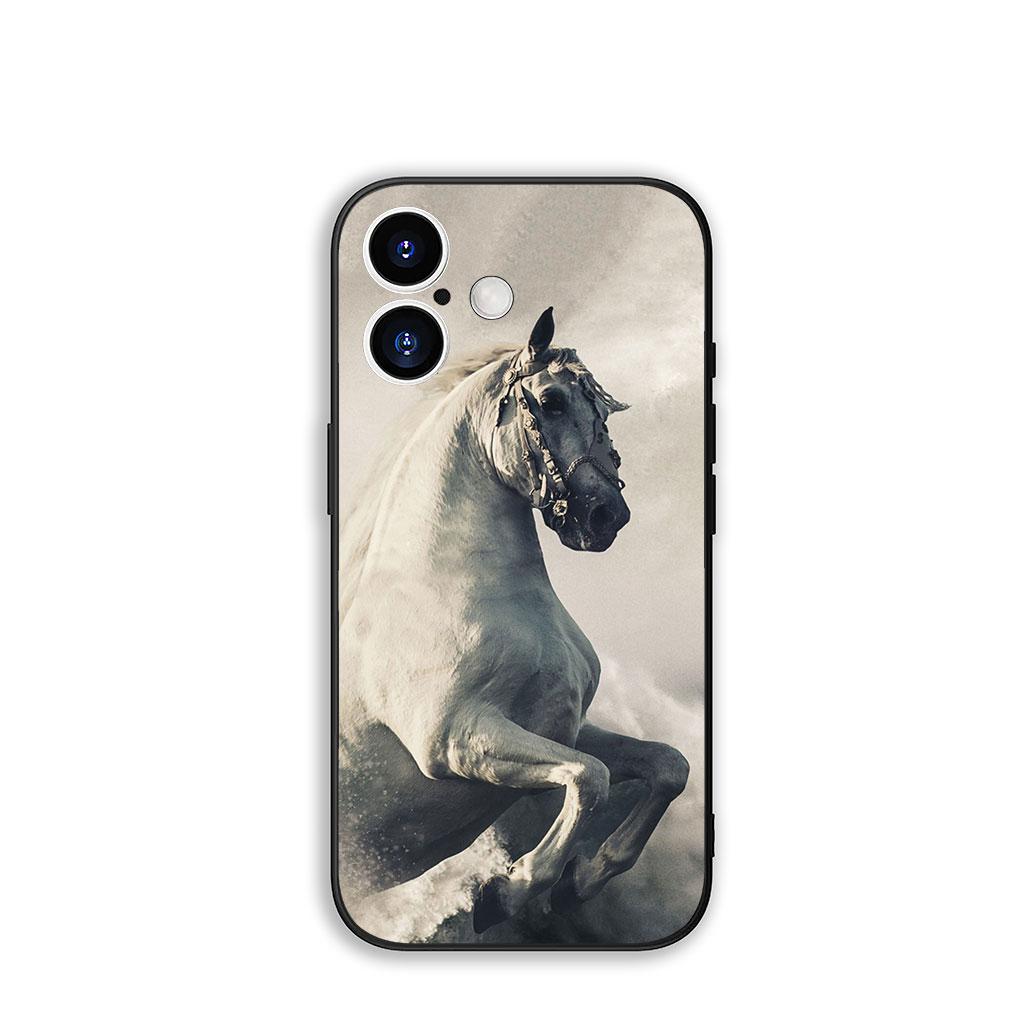 

Phone Cover Running Wild Horse Black Casing for Apple iPhone 16 15 14 Plus 13 12 Mini 17 Pro Max + ProMax 16E Air 15+ Case iPhone 12