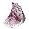 Faux Silver Women Korean Style Full Rhinestone Index Finger Ring