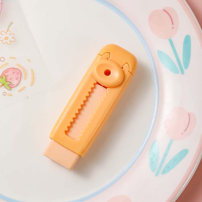 Cream-Colored Retractable Eraser: Push-Pull Design, Low-Dust, No Marks, Ideal for Students