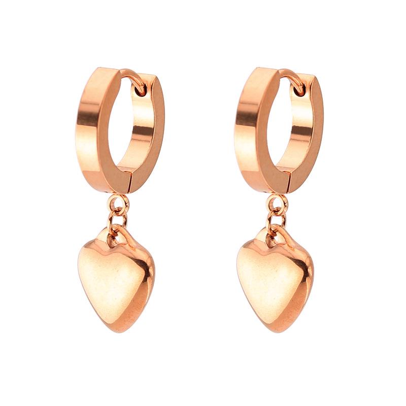 Versatile Women's Stainless Steel Heart Earrings - Japan & South Korea Inspired