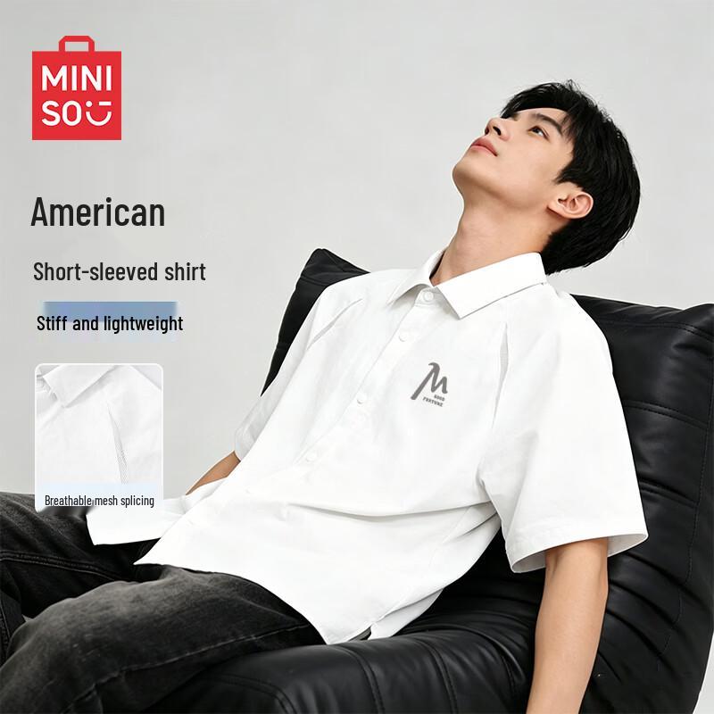 MINISO Men s Short-Sleeve Lapel Shirt 2XL