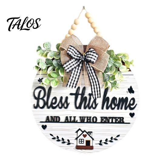 Rustic Farmhouse Door Hanger Welcome Sign for Front Porch, Round Wooden Hanging Handcrafted Plaque, Hanger, Thoughtful Gifts Neighbors Wreath
