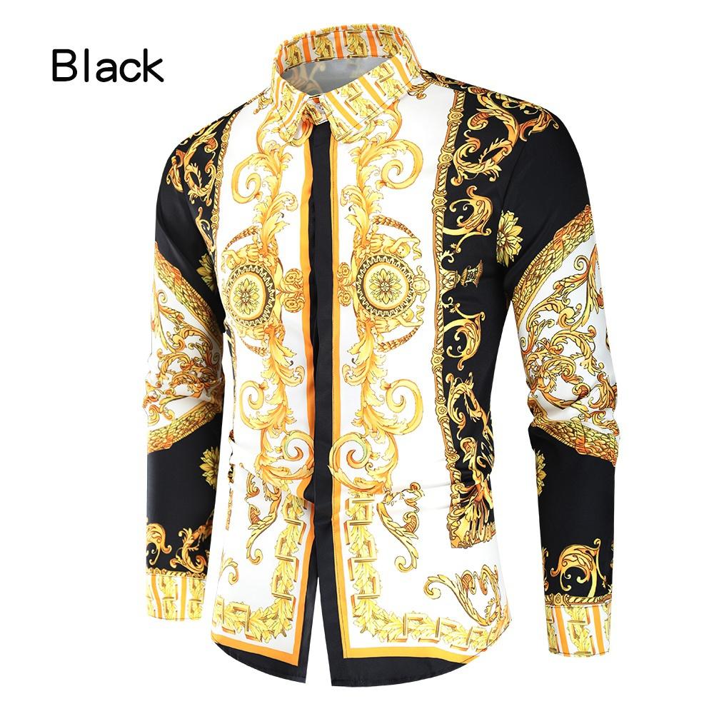 Luxury Royal Shirt Men Casual Slim Fit Long Sleeve Men Paisley Print Shirt Camisa Social Masculina Manga Longa Prom Party