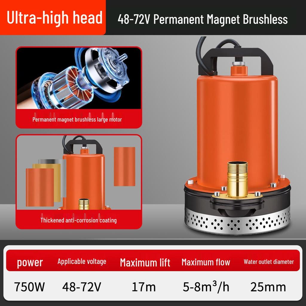 Brushless DC Submersible Pump for Electric Vehicles (48V/60V/72V) - Universal Anti-Corrosion Water Pump