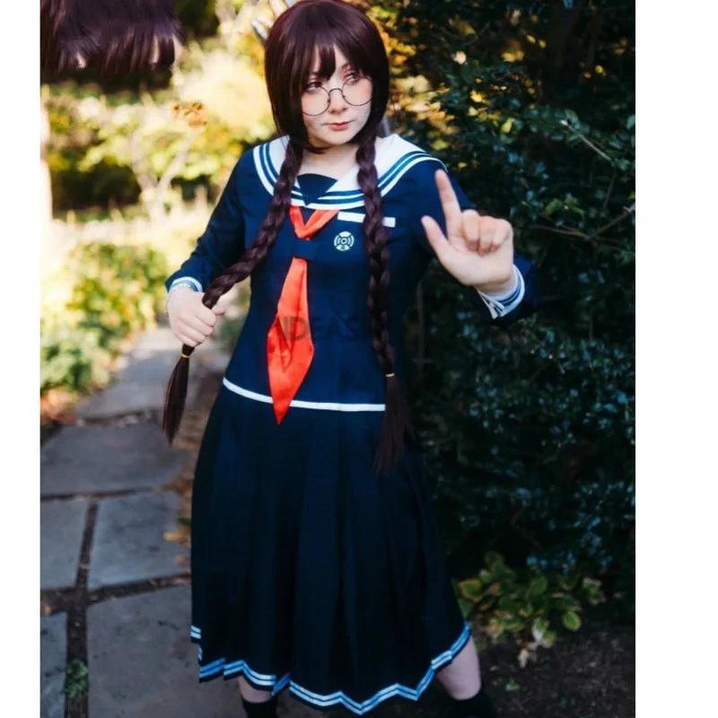 New Halloween Costume Cosplay Anime Danganronpa Dangan-Ronpa 2 Toko Fukawa School Uniform With Wig Glasses