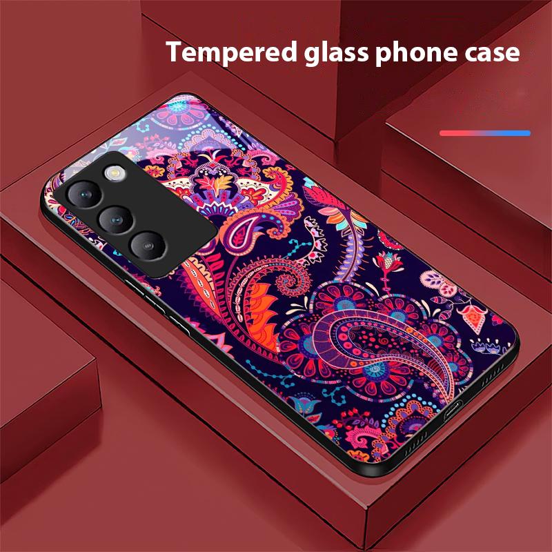 Kolorowy Totem Kwiatowy Dla Y72 33S 11 03 36 96 Lite 35 16 Iqoo 12 V40 SE 5G 29 40 21 30 X80 Pro Vivo Etui na Telefon ze Szkła Hartowanego