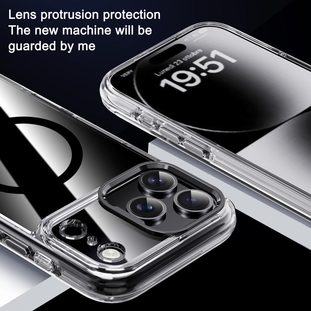 IPAKY For iPhone 17 Pro Max Clear Case Compatible with MagSafe Shockproof TPU+PC Phone Back Cover