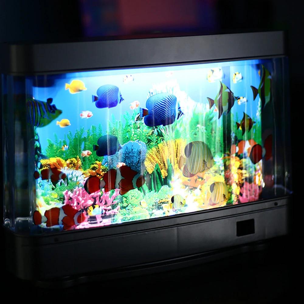 Lumière décorative pour aquarium de bureau, lumière décorative dynamique pour aquarium USB, ornements décoratifs à thème pour aquarium, dynami