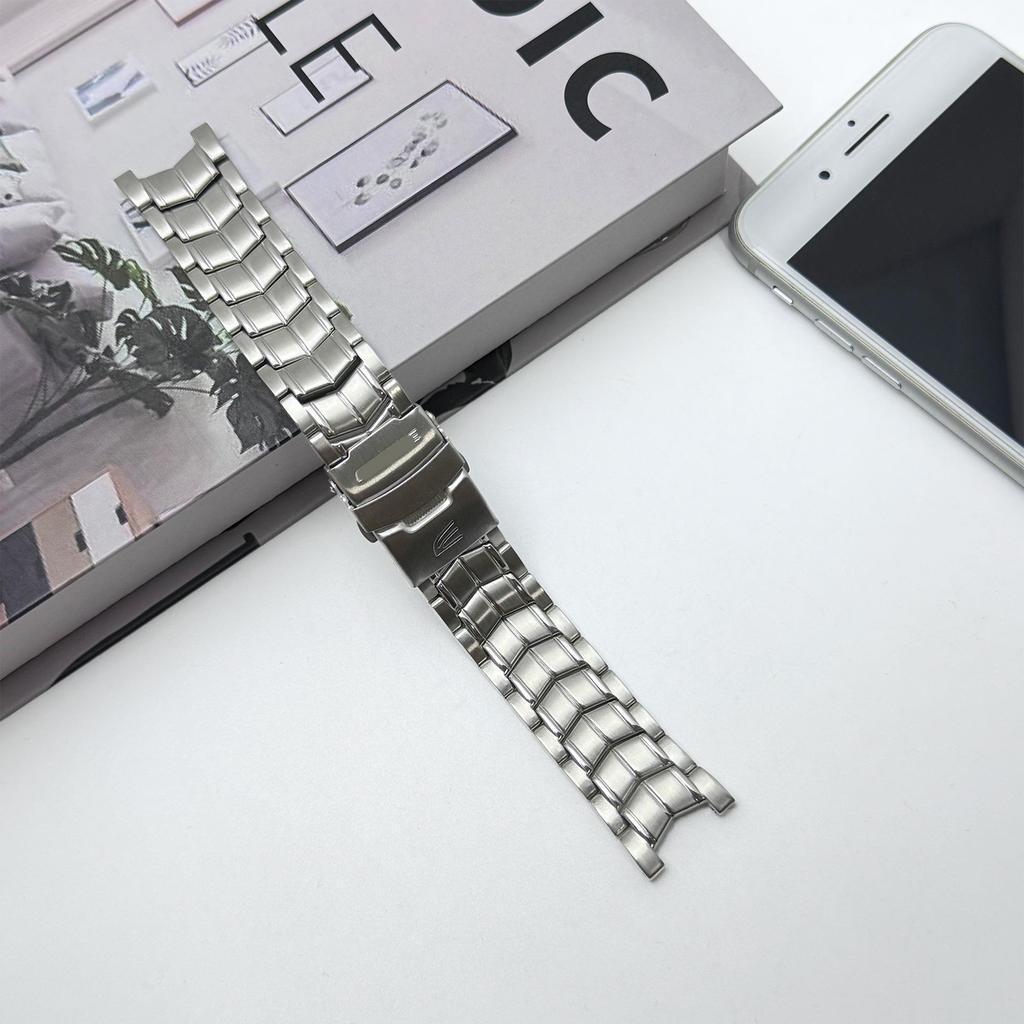 22mm Doppeldruck-Sicherheitsverschluss Edelstahl-Uhrenarmband für Casio EF-524