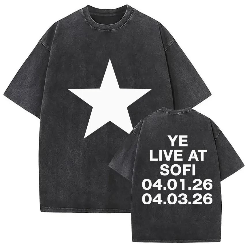 Kanye West Bully T-shirt Grafica Lavata Vintage Oversize Unisex Cotone