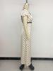 Maxi Abito a Pois in Pizzo con Scollo a V e Maniche a Sbuffo Stile Vacanza Francese