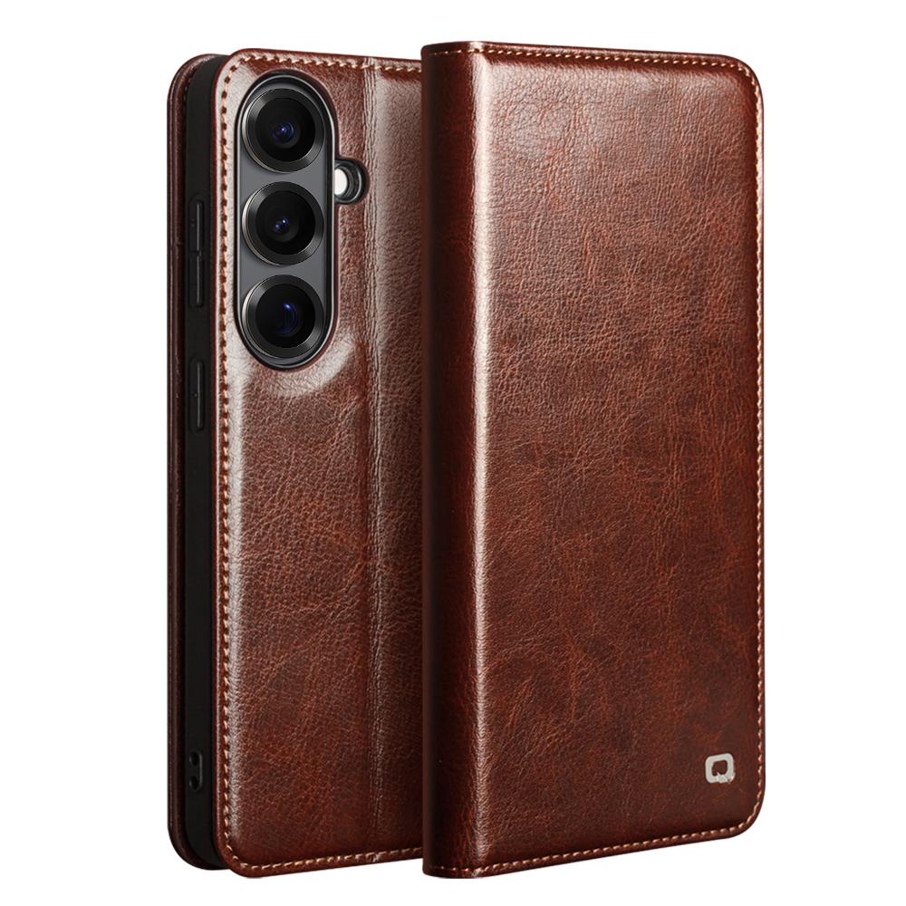 QIALINO Для Samsung Galaxy S26/S26 Pro Кошелек Чехол Натуральная Коровья Кожа Чехол для Телефона Держатель для Карт Подставка