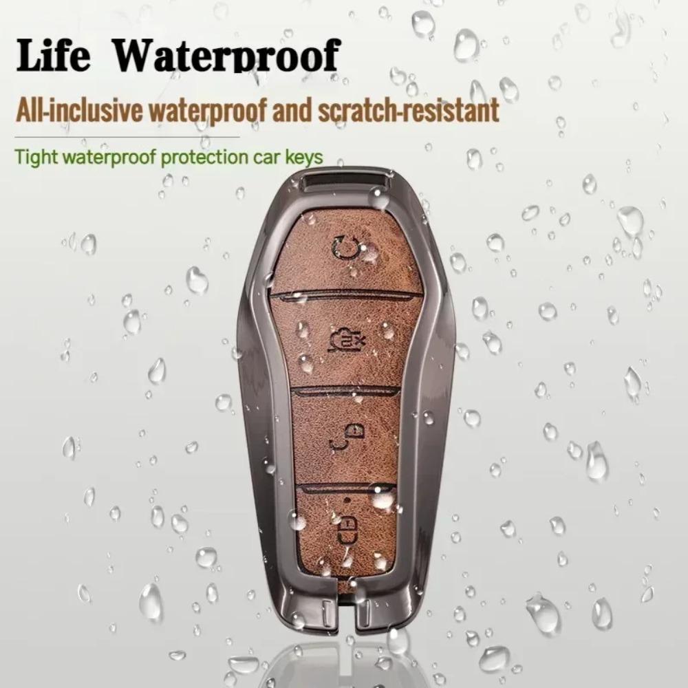 Capa para chaveiro BYD Song Plus Atto 3 Han EV Tang DM Qin Seal Dolphin Couro Metal Controle Remoto Fob Porta-chaves Acessórios para carro