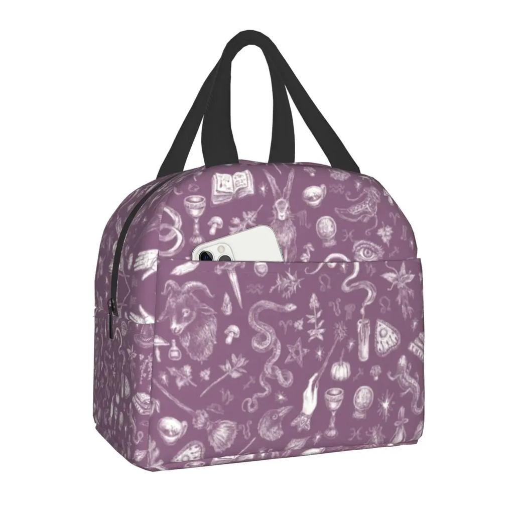 Lunchtasche für Arbeit Schule Halloween Katze Totenkopf Wasserdichte Kühltasche Thermische Lunchbox Frauen Kinder Picknicktaschen