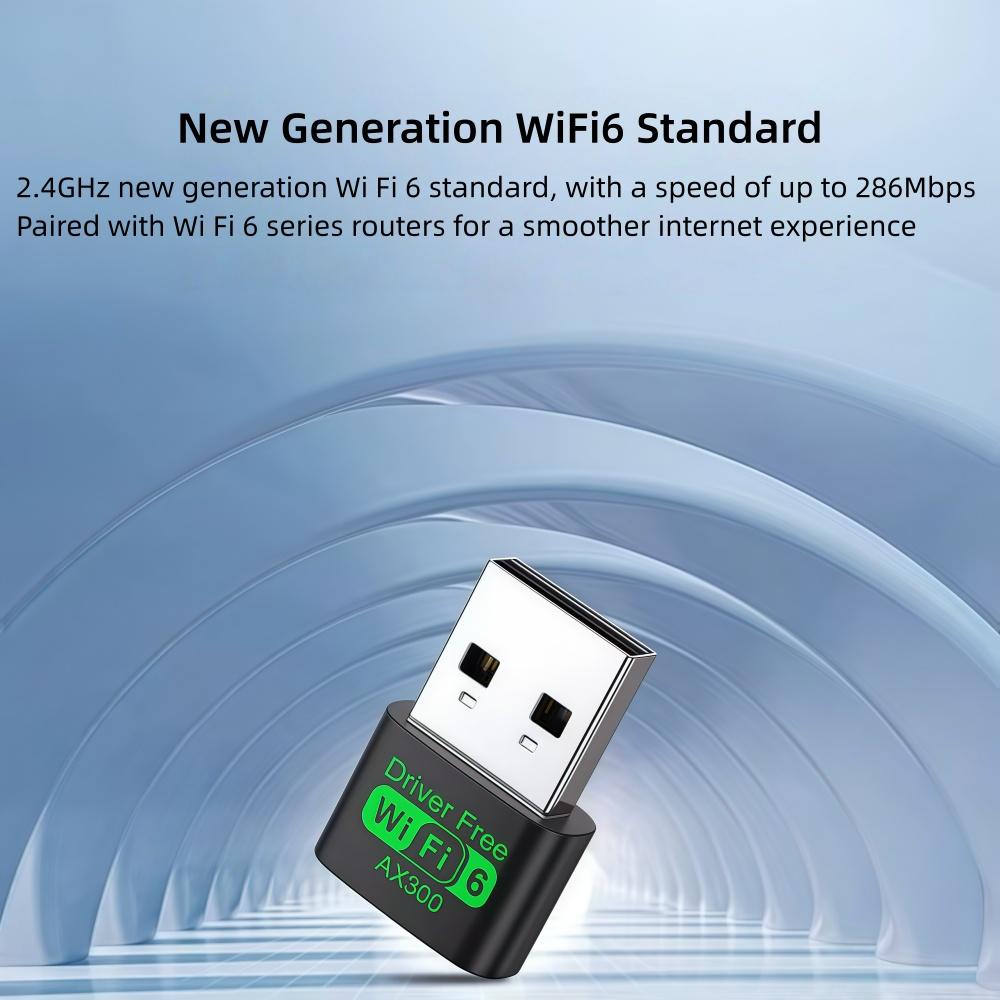 AX300 WIFI6 New Mini USB Adapter 2.4G 802.11AX Wireless Encryption Dongle Drive Free Wireless Network Card for Win7/10/11,Linux