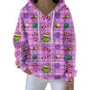 Ladies' Loose And Comfortable Drawstring V-neck Long Sleeved Christmas Printed Sweatshirt