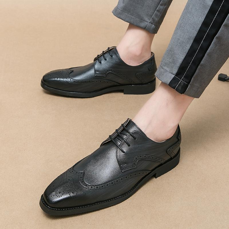 Brand Men's Business Wedding Dating Leather Formal Shoes Classic Retro Style Brogue Shoes Quality Gentleman Elegant Oxford Shoes