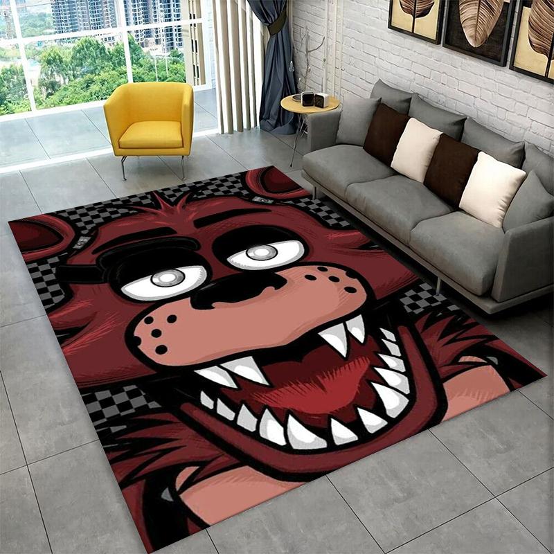 Klassischer F-FNAF Horror Spiel Freddy Teppich Teppich für Spielzimmer Schlafzimmer Wohnzimmer Sofa Heimdekoration, Kinderteppich Rutschfeste Fußmatte