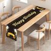 Premium Birthday Table Runner In Black Gold Enhances Party Decors 180x35cm Table Cover Decoration Easy To Clean