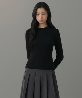 MUSINSA STANDARD WOMAN Women'S Ribbed Slim Crew Neck Knit [Black]