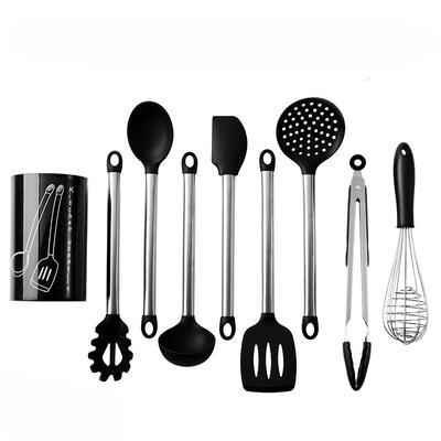 9 PCS Silicone Utensils Set Non-Stick Cookware Stainless Steel Handle Spatula Shovel Egg Beaters Kitchenware Kitchen Accessories