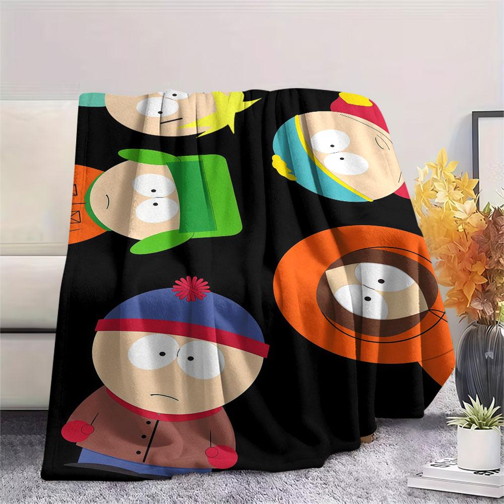 South Park Art Printed Flannel Blanket, soft throw for bedroom sofa, washable, fan merchandise, great gift.