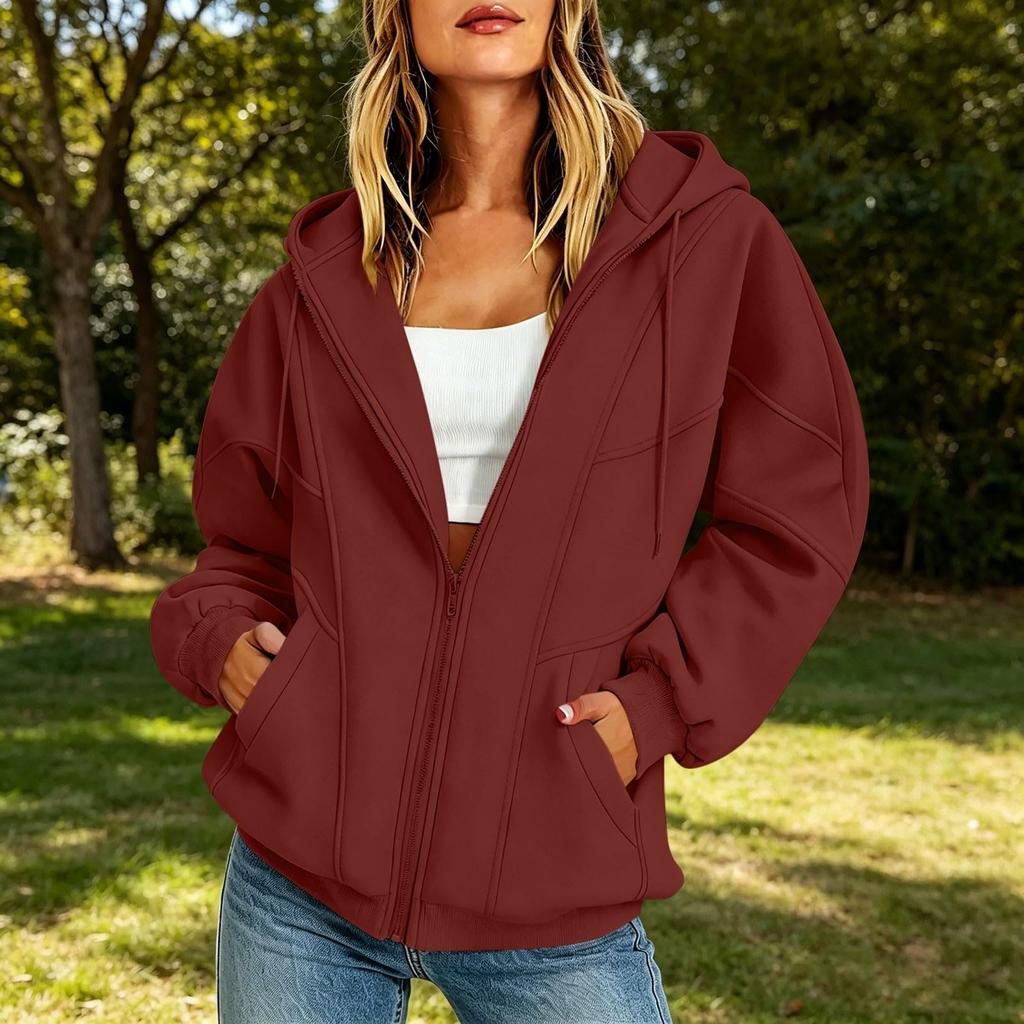 Women's Casual Zip Up Hoodie with Pockets for Everyday Wear